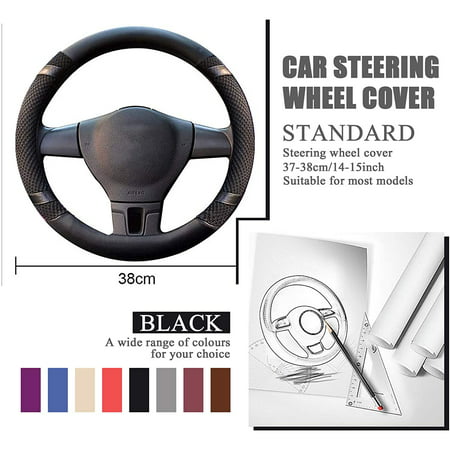 Anti-Slip Odorless Universal 15 Inches for Women Men Breathable Warm in Winter and Cool in Summer Beige Pahajim Car Steering Wheel Cover Microfiber Leather 